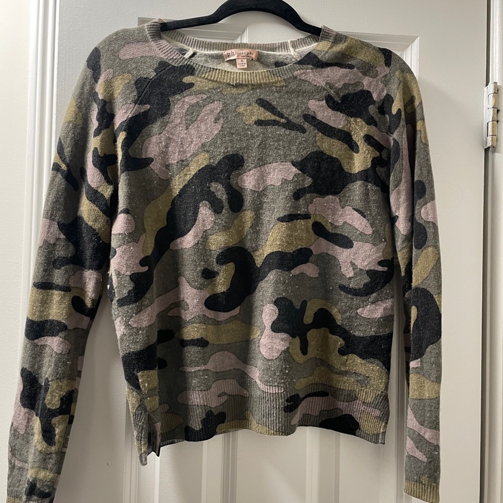 Philosophy Camouflage Long Sleeve Top - Green, Black, Pink